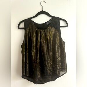 ASTR gold shimmer tank top with lace accents - size medium